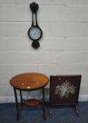 AN EDWARDIAN MAHOGANY OVAL OCCASIONAL TABLE, raised on shaped legs, united by an undershelf, width