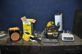 A COLLECTION OF HAND TOOLS, HEATERS AND CLEANERS including a Karcher Easifix steam cleaner, a JCB