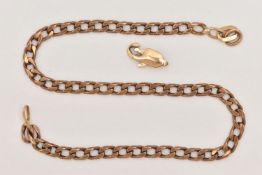 A 9CT GOLD CURB LINK BRACELET, AF clasp free from bracelet, hallmarked 9ct Birmingham import,