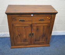 A MODERN SIDEBOARD, fitted with two drawers, above double cupboard doors, width 100cm x depth 44cm x