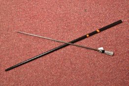 A LATE 19TH CENTURY SWORD STICK, the white-metal pommel stamped 'Metal Argente' and foliate