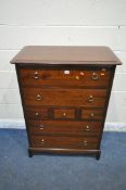 A STAG MINSTREL CHEST OF SEVEN ASSORTED DRAWERS, width 82cm x depth 47cm x height 114cm (condition