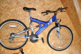 AN APOLLO EXCEL MOUNTAIN BIKE with a 19in frame, 18speed Shimano gears, front and rear suspension (