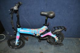 A MiRiDER ONE FOLDING ELECTRICALLY ASSISTED BIKE, FLORA EDITION, with 16in frame, chain drive, front