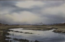 YULE, JONATHAN Contemporary, British (AR), Brent Geese, Norfolk, watercolour, signed and dated '88,