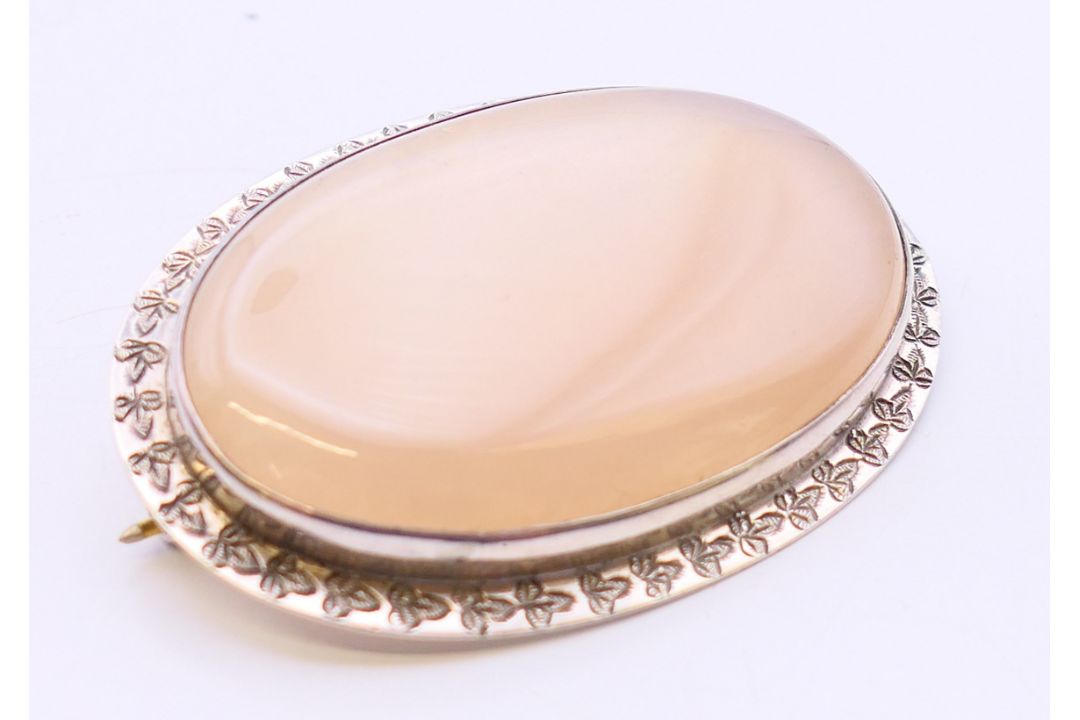 A silver agate brooch. 6 cm x 4 cm. - Image 2 of 5