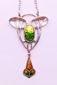 An Art Nouveau-style pendant. 9 cm high.