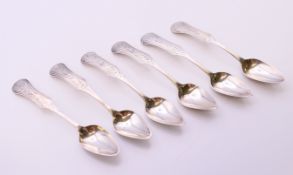 Six Dutch silver spoons. Total weight 65.1 grammes. 13 cm high.