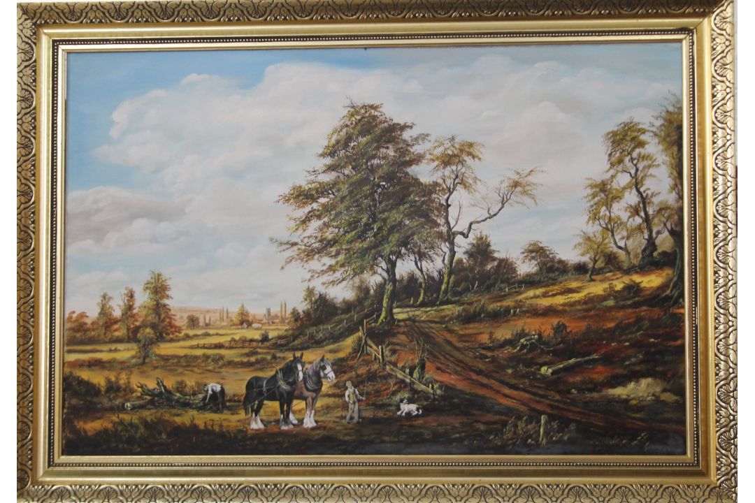 A quantity of various paintings etc. The largest 132 x 72 cm. - Image 5 of 8