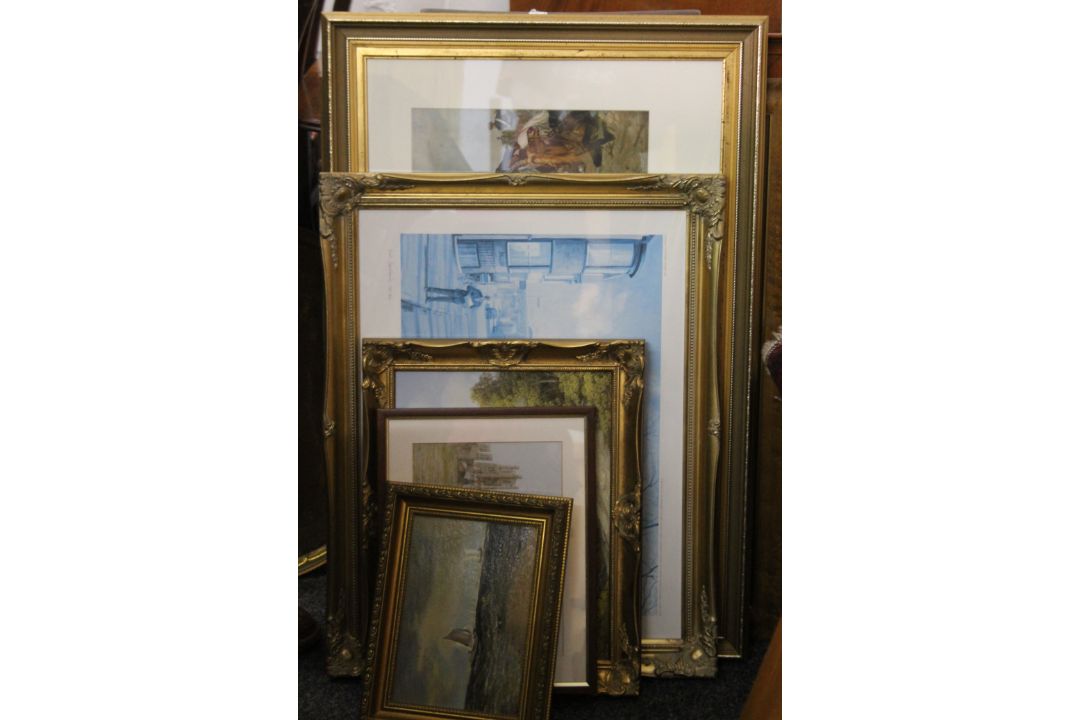 A quantity of various paintings etc. The largest 132 x 72 cm. - Image 1 of 8