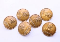 Six Chinese buttons. 3 cm diameter.