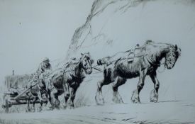 SOPER, GEORGE (1870-1942) British, Quarry Team, drypoint etching, dated 1922. 20 cm x 31 cm.