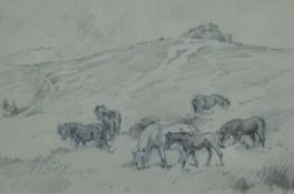 SEABY, ALLEN WILLIAM (1867-1953) British, The Ponies of Hey Tor, pencil, framed and glazed.