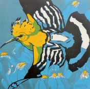 HASLEN, ANDREW (born 1951) British (AR), Hoopoe and Irises at Lad, a signed limited edition linocut,
