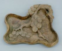 A Chinese wooden brush washer. 22 cm wide.