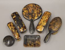 A quantity of late 19th/early 20th century Japanese dressing table items. The mirror 26.5 cm high.