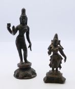 Two antique Indian bronze models of deities. The largest 12 cm high.