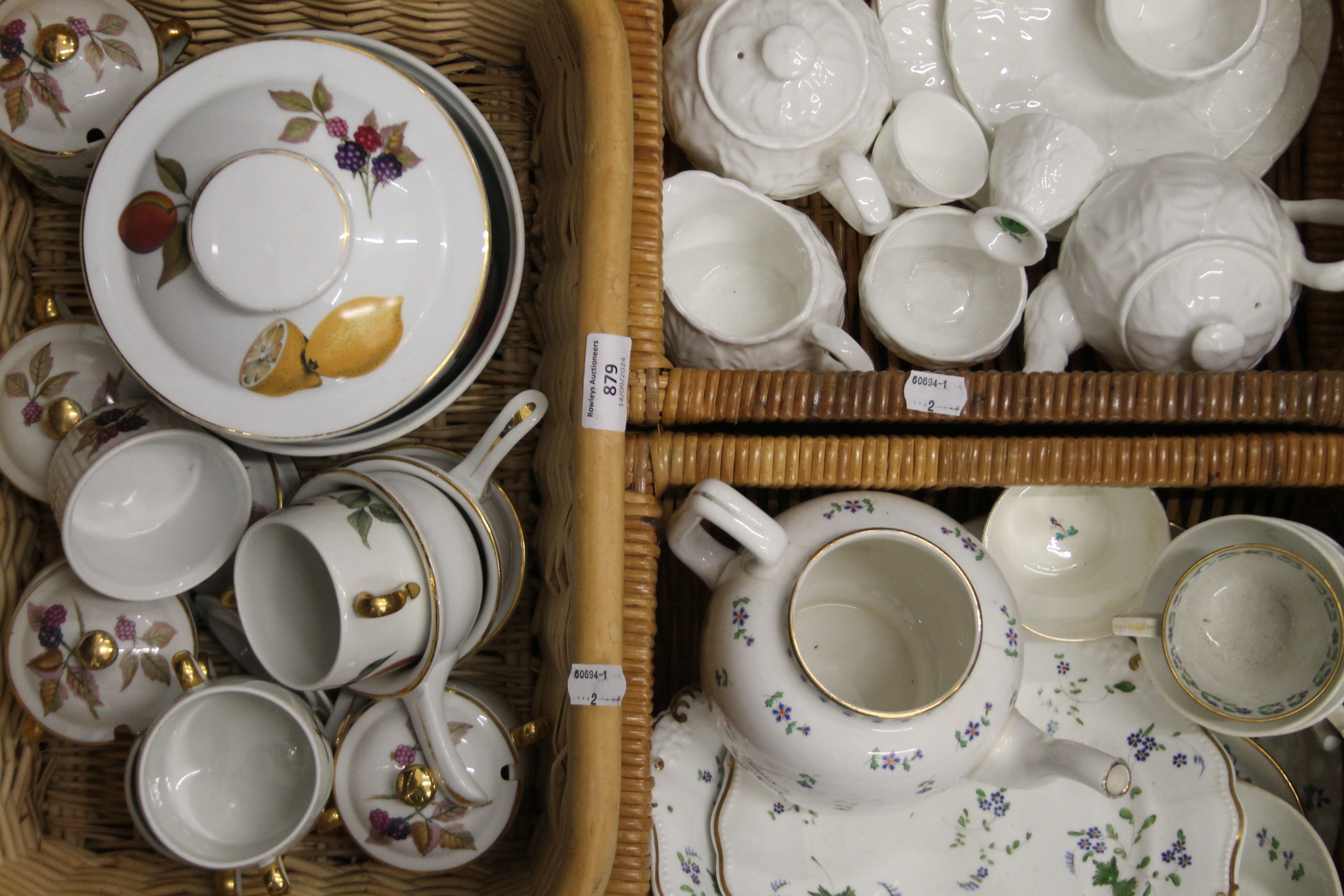 Three boxes of various tea and dinner wares including Coalport and Royal Worcester.