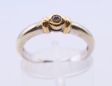 A 9 ct white gold diamond solitaire ring. Ring size L.