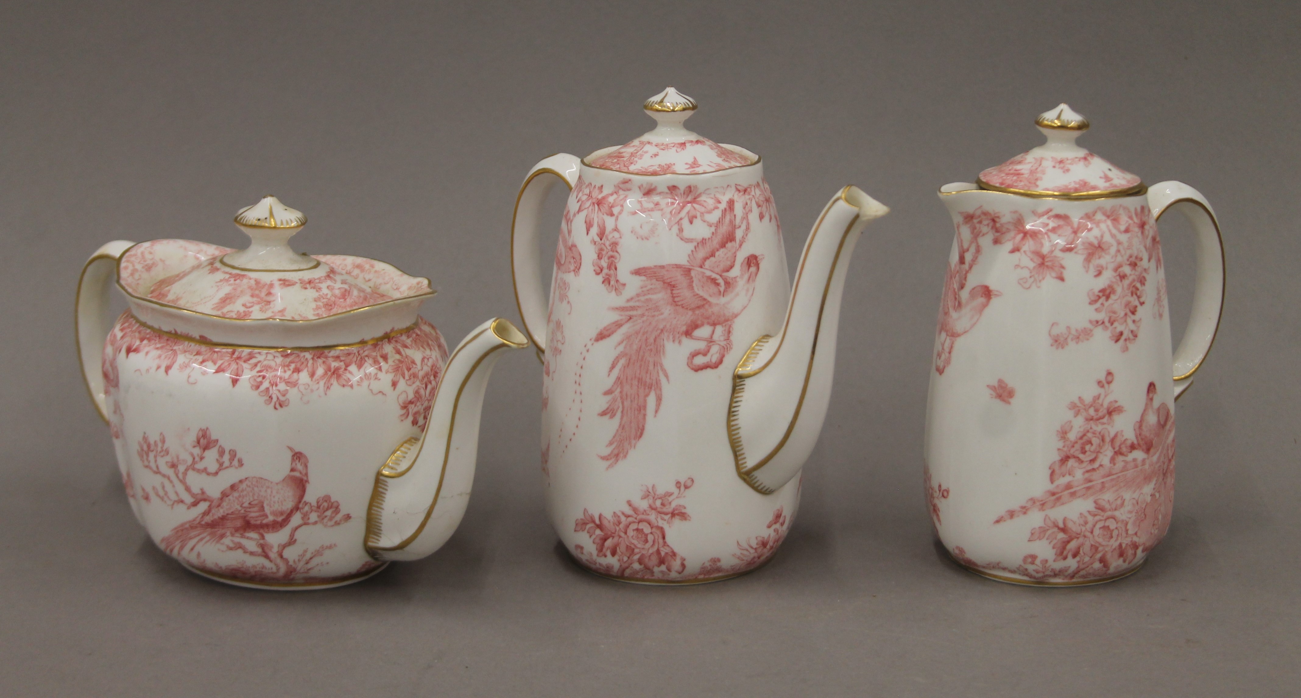 A quantity of Royal Crown Derby porcelain tea wares. The teapot 19 cm long. - Image 2 of 5
