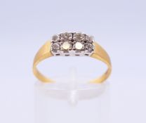 A 9 ct gold eight stone diamond ring. Ring size P/Q.