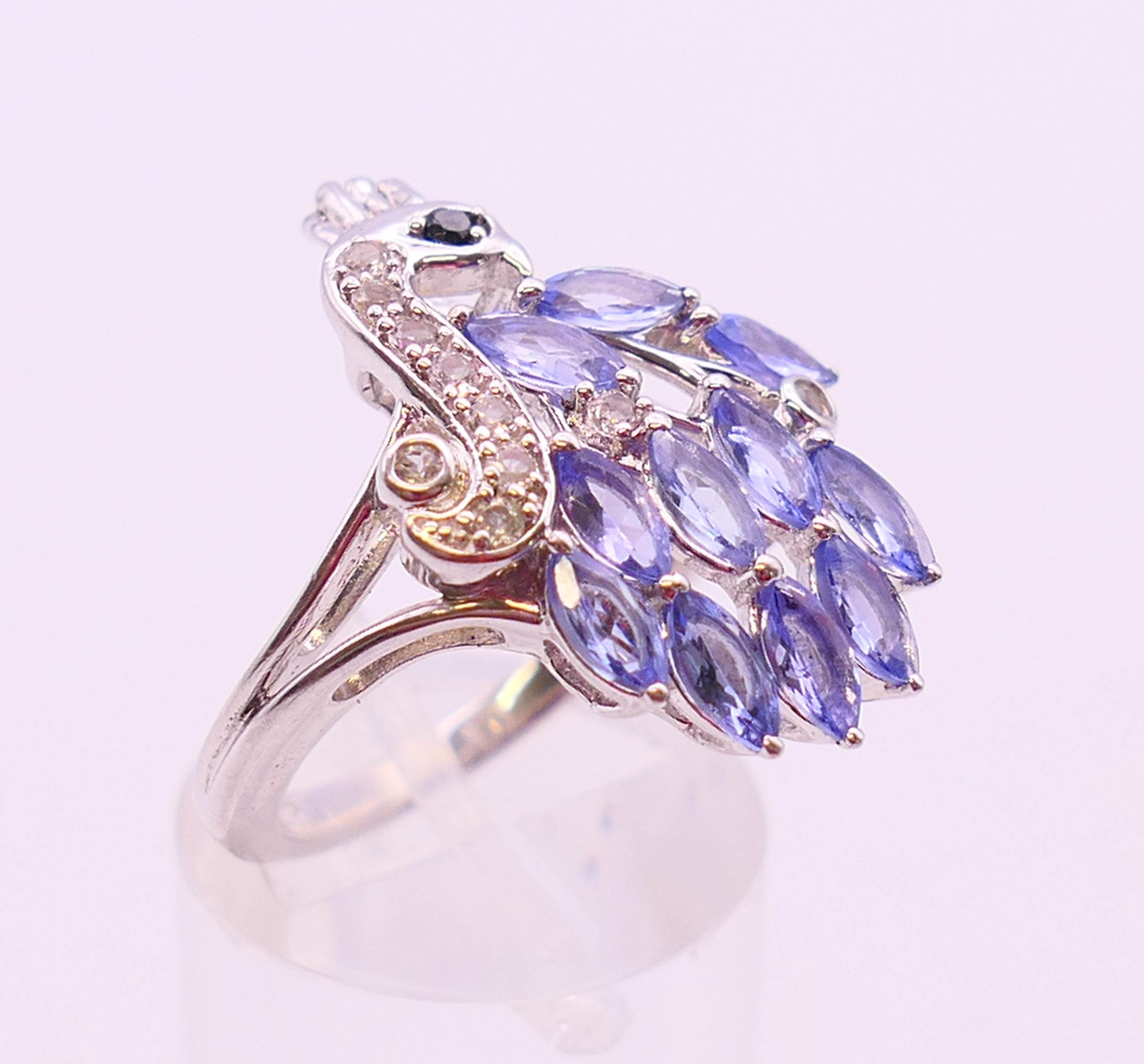 A tanzanite set pendant on chain and a ring. ring size N. - Image 4 of 14
