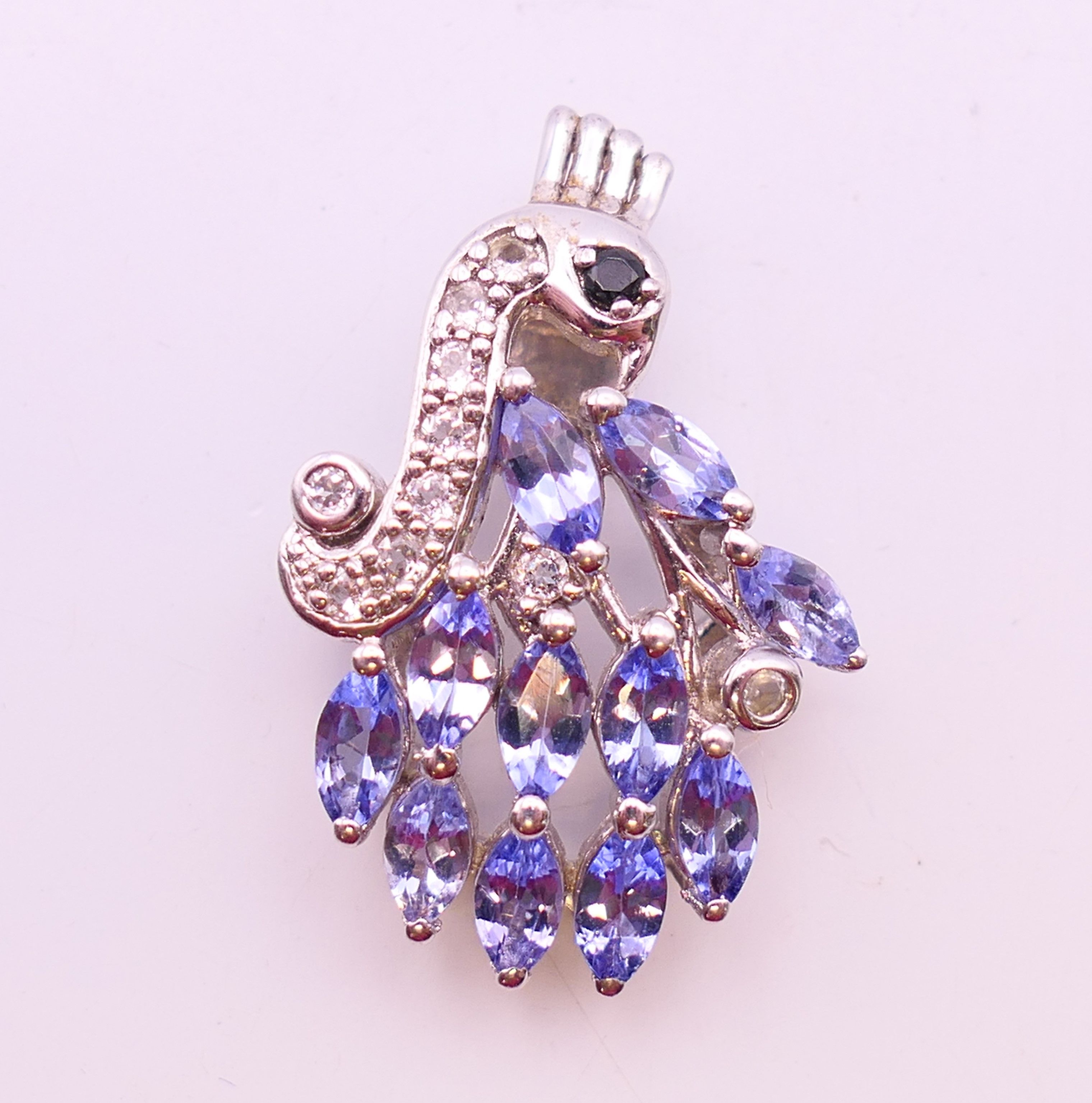 A tanzanite set pendant on chain and a ring. ring size N. - Image 8 of 14