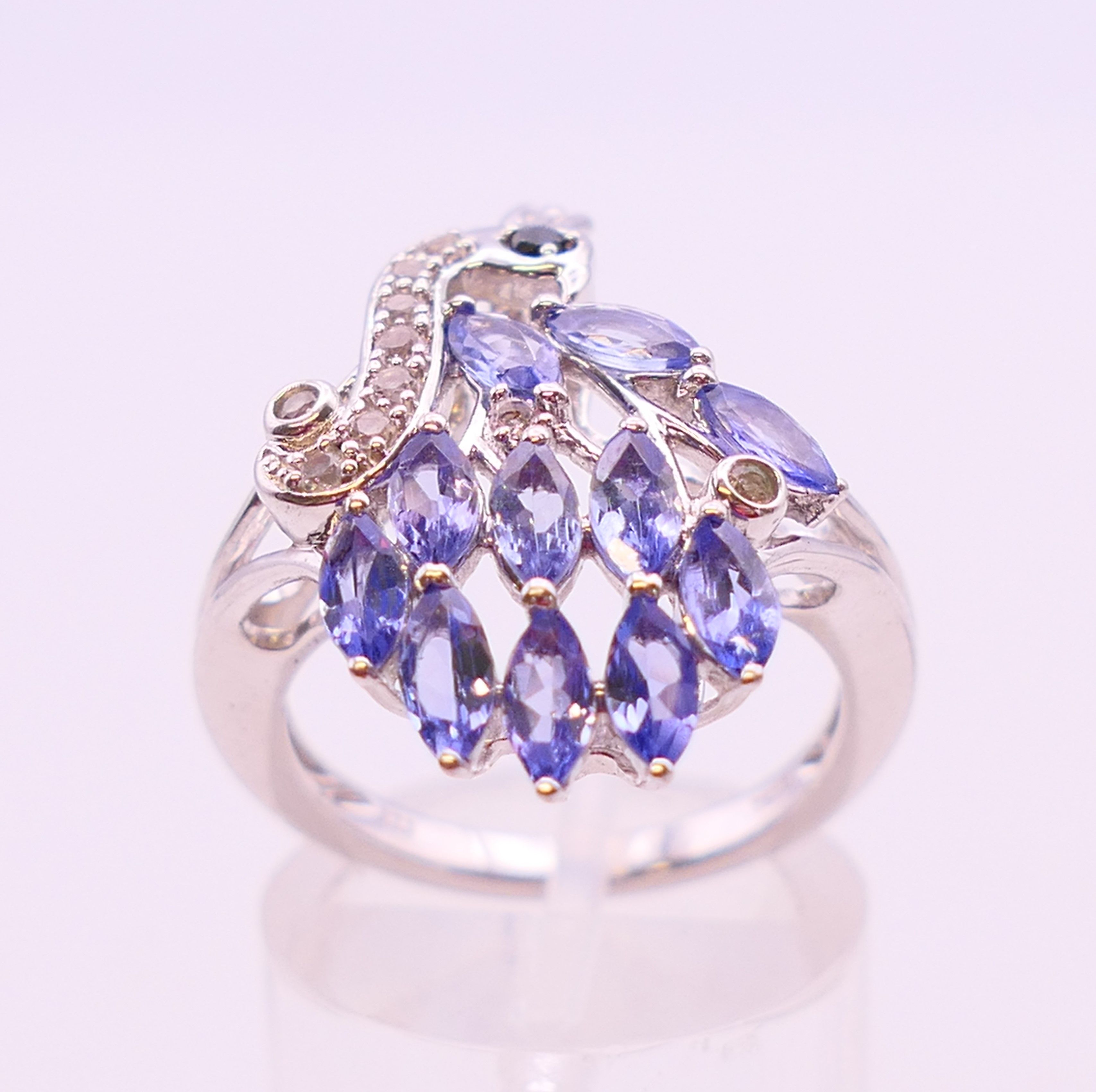 A tanzanite set pendant on chain and a ring. ring size N. - Image 3 of 14