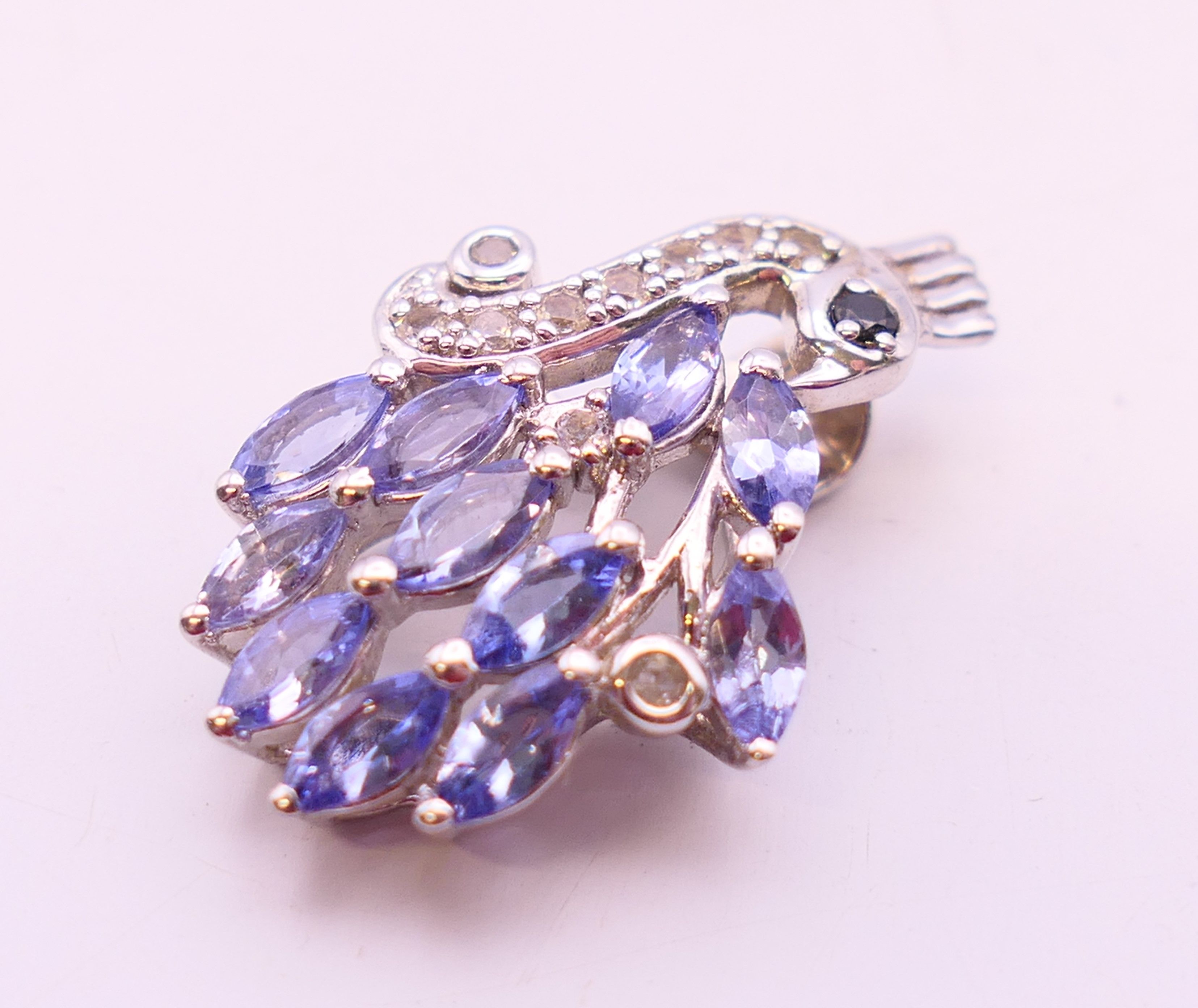 A tanzanite set pendant on chain and a ring. ring size N. - Image 9 of 14