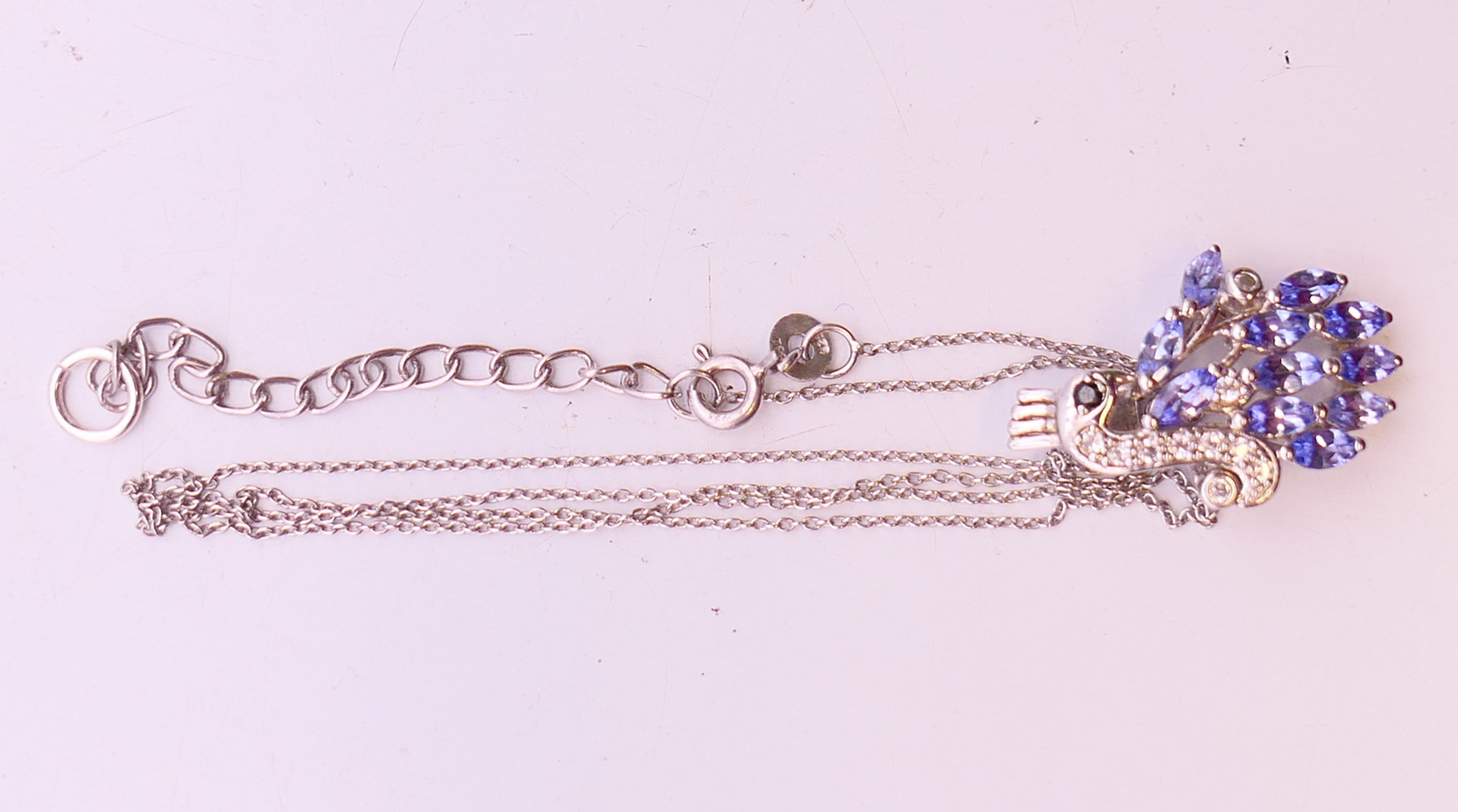 A tanzanite set pendant on chain and a ring. ring size N. - Image 7 of 14