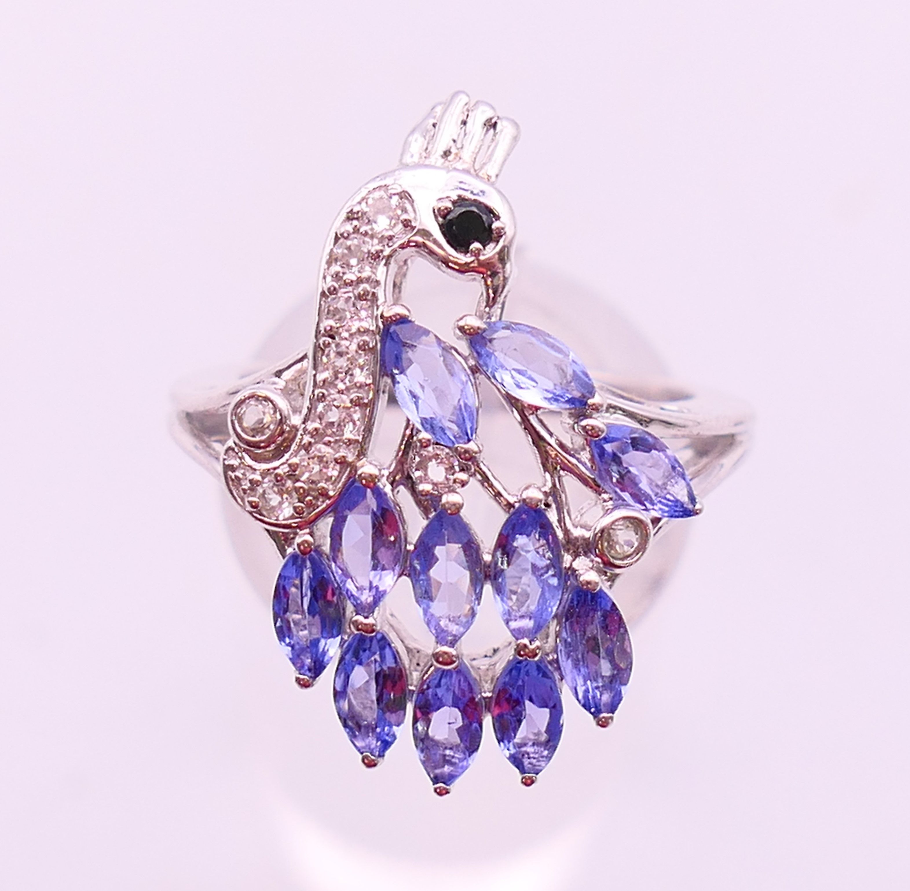 A tanzanite set pendant on chain and a ring. ring size N. - Image 2 of 14