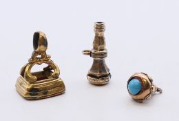 Three 19th century fobs, the largest 2.3 cm high.