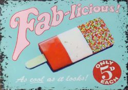 A tin Fab sign. 70 x 50 cm.