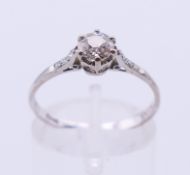 An 18 ct white gold diamond solitaire ring. The stone spreading to approximately 0.5 carat.