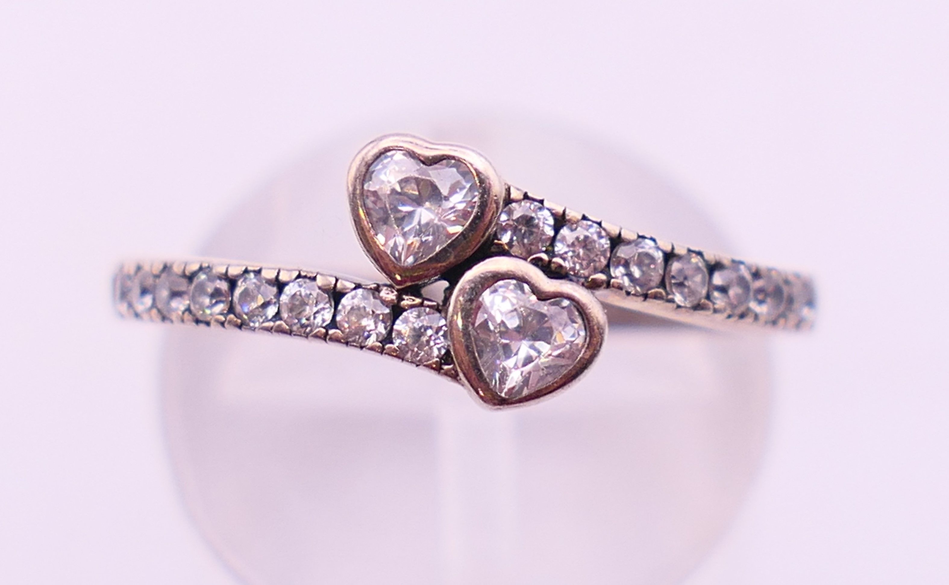 A boxed silver Pandora ring with four silver Pandora charms. Ring size L. - Image 2 of 16