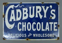 An enamel Cadbury sign. 30 x 20 cm.