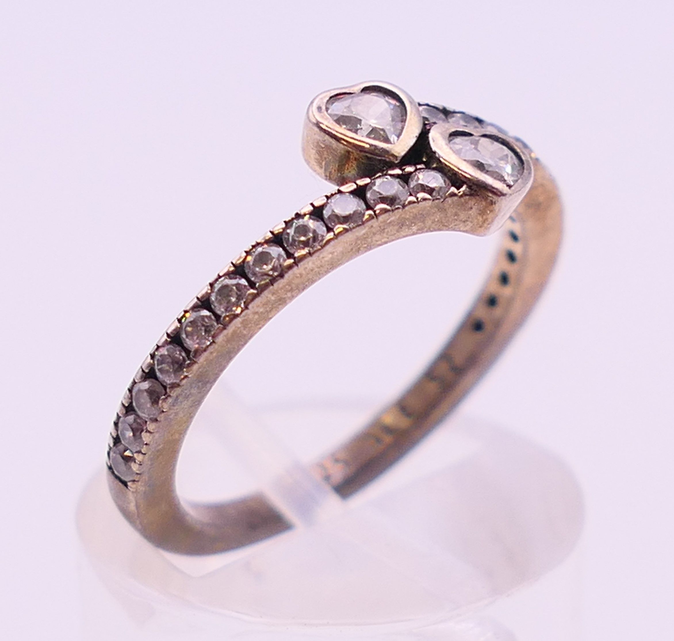 A boxed silver Pandora ring with four silver Pandora charms. Ring size L. - Image 4 of 16