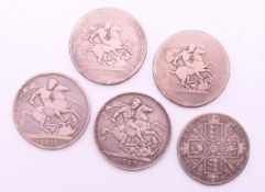 A quantity of various silver coins.