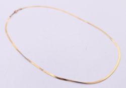 A 9 ct gold necklace. 18 cm long. 1.7 grammes.
