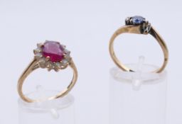 Two 9 ct gold rings. 5.1 grammes total weight.