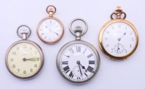 Four various pocket watches. The largest 5.5 cm diameter.