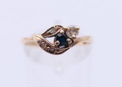A 9 ct gold ring. Ring size N/O.
