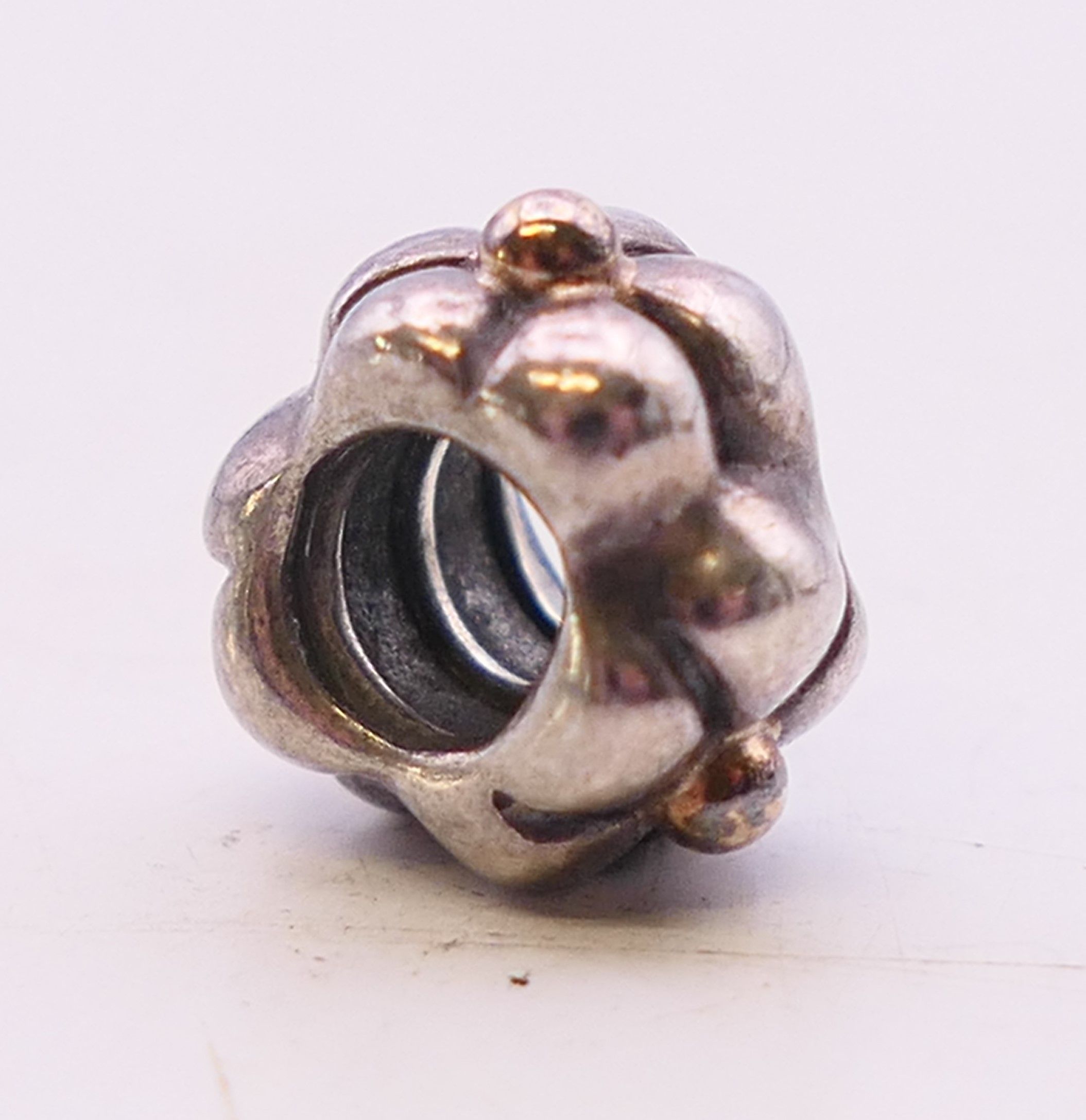 A boxed silver Pandora ring with four silver Pandora charms. Ring size L. - Image 9 of 16