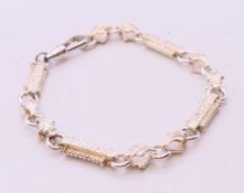 A silver watch chain-style bracelet, hallmarked Keel. 19 cm long.