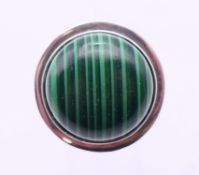 A silver and malachite ring. Ring size N.