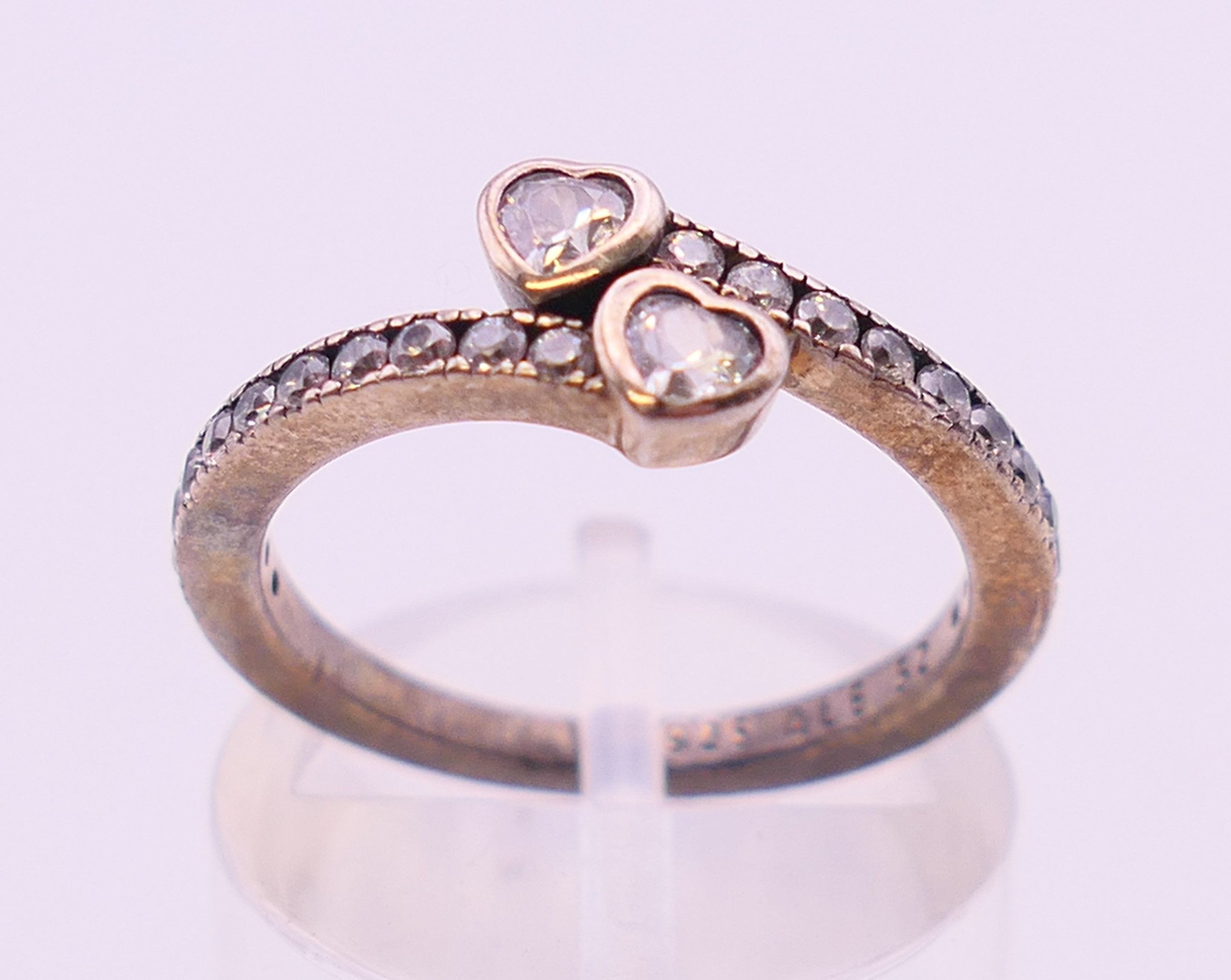 A boxed silver Pandora ring with four silver Pandora charms. Ring size L. - Image 3 of 16