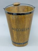 A wooden Bollinger bucket. 40 cm high.