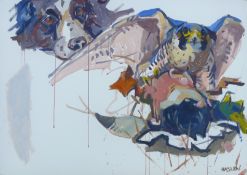 HASLEN, ANDREW (born 1951) British (AR), Tassa and Cally Working Together, acrylic on card, signed.