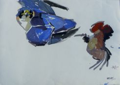 HASLEN, ANDREW (born 1951) British (AR), Peregrine and Partridge, acrylic on card, signed.
