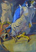HASLEN, ANDREW (born 1951) British (AR), Tassa in the Mews, acrylic on card, signed. 70 x 50 cm.